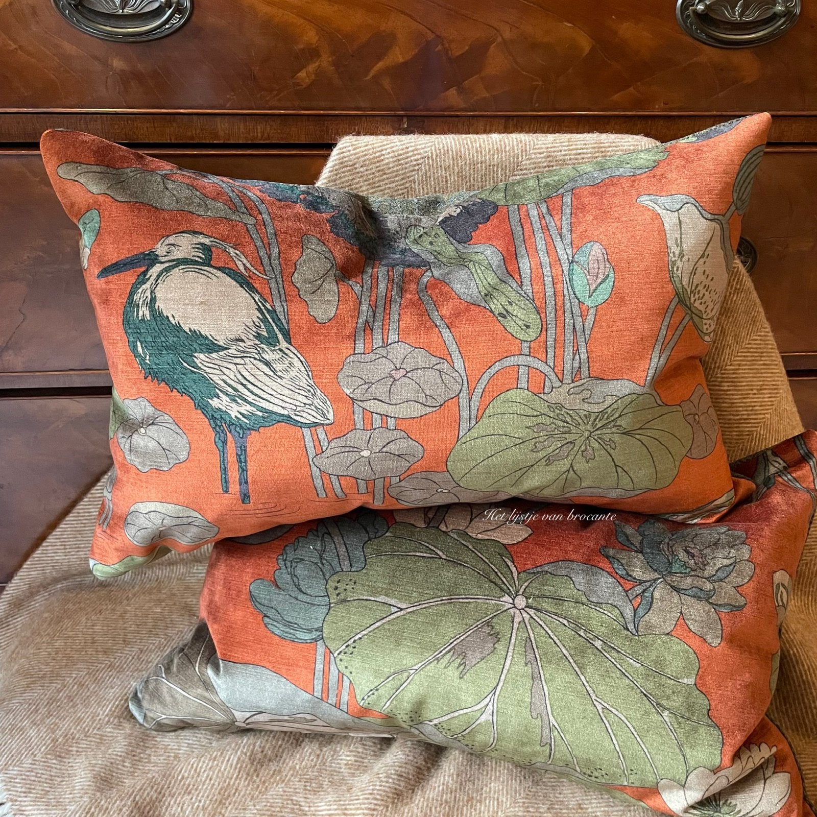 Handgemaakte kussen set GP&J Baker Nympheus Velvet / Tweed, Huis en Inrichting, Westdijk 41 3241 GT Middelharnis, Info@lijstjevanbrocante.nl