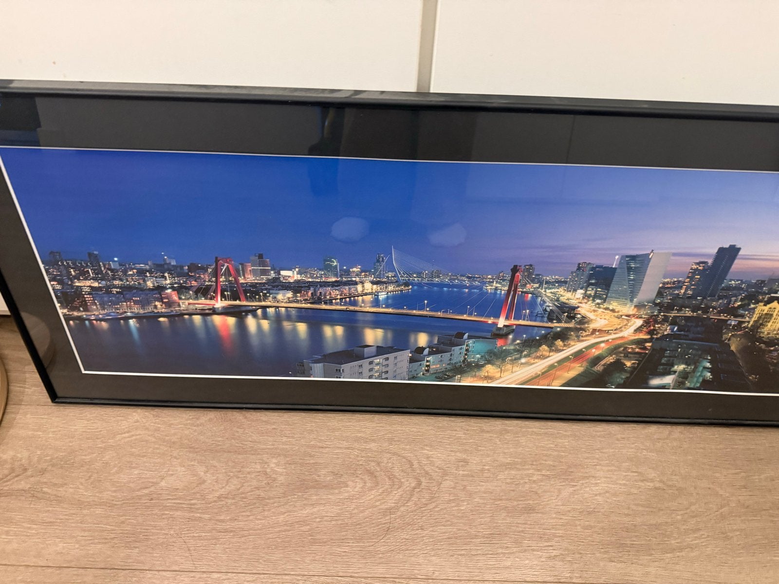 Rotterdamse Skyline avonds, Ophalen, Zo goed als nieuw, 75 tot 100 cm, Foto of Poster