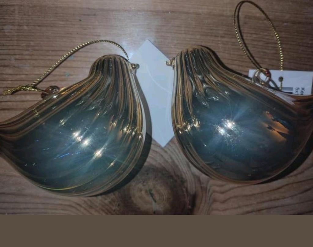 Goudkleurig glas geblazen vogeltjes, Diversen, Kerst, Ophalen of Verzenden