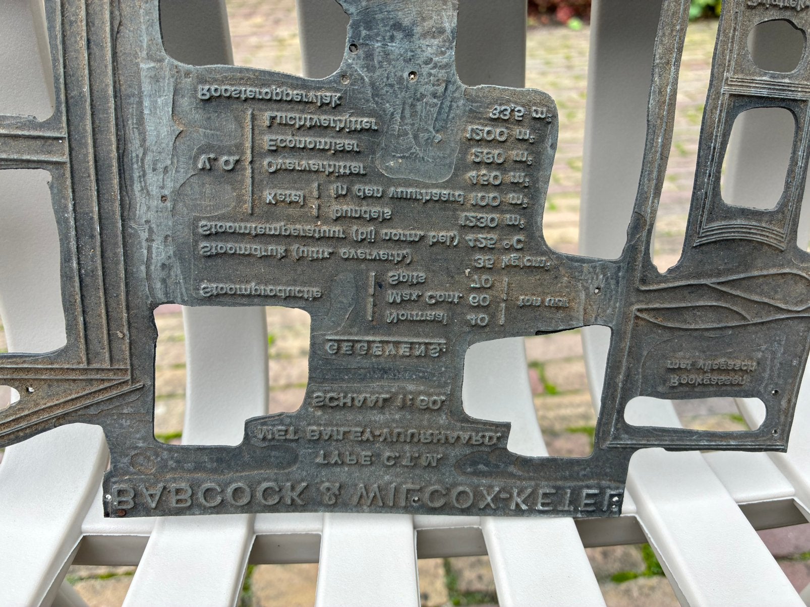 Stempelplaat met naam stoomketelfabriek, Antiek en Kunst, Ophalen of Verzenden