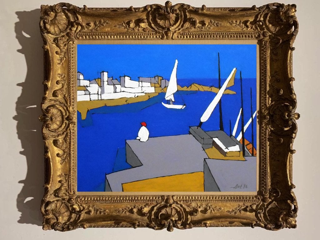 “Een rustige plek” "Ergens aan de kust" Schilderij, Antiek en Kunst, Landschap, Verzenden, Olieverf, Handgeschilderd