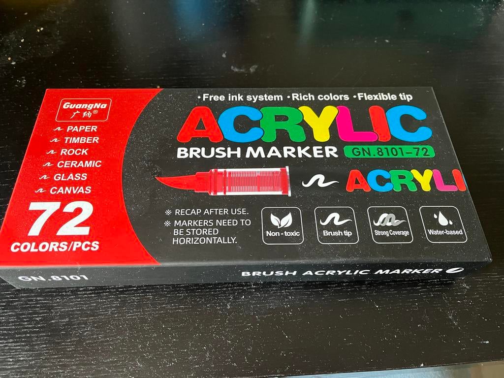 Acryl Markers met Brushpunt - 72 Kleuren GuangNa, Ophalen of Verzenden, Nieuw, Potlood of Stift