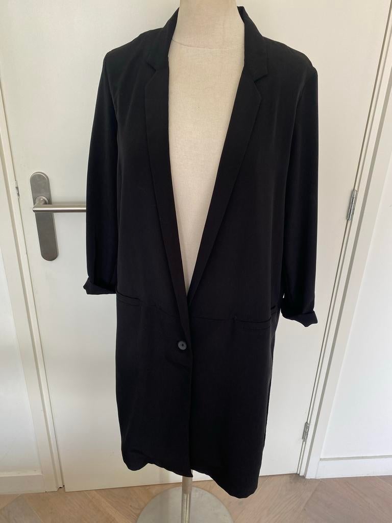 Lange zwarte blazer/vest - Maat M, Ophalen of Verzenden, Zo goed als nieuw, Maat 38/40 (M), Zwart