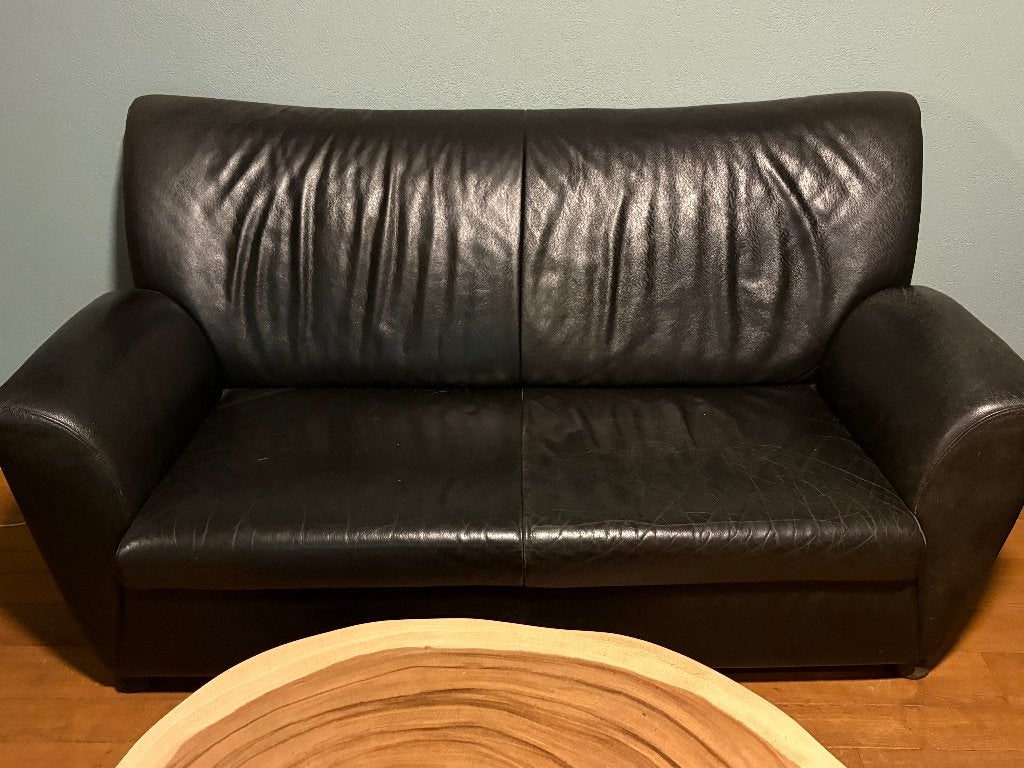 Gratis op te halen: leren bank, Ophalen, Gebruikt, Tweepersoons, Minder dan 150 cm