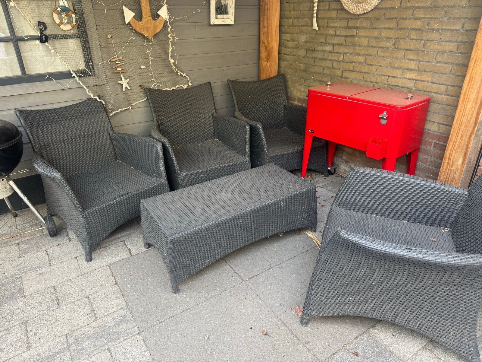 Tuinset met 4 stoelen en tafel, Ophalen, 4 zitplaatsen, Gebruikt, Eettafel