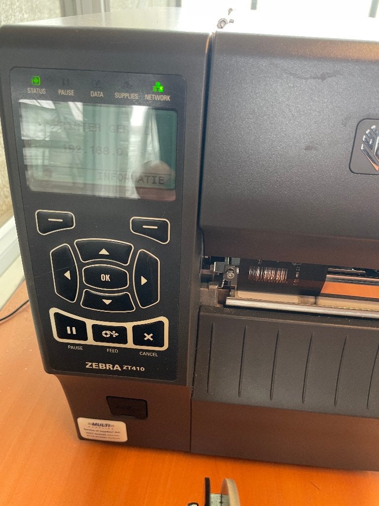 Zebra barcode/sticker printer met automatische opwikkelaar, Computers en Software, Printers, Ophalen, Zo goed als nieuw, Overige technieken