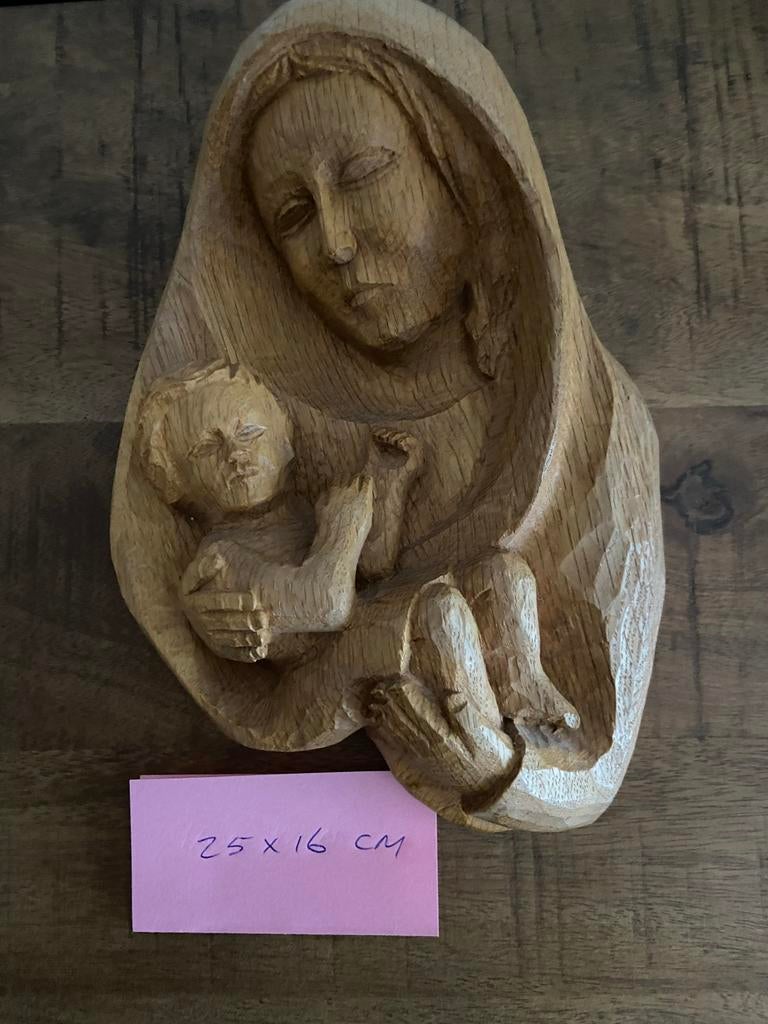 Maria met kind houtsnijwerk, Antiek en Kunst, Ophalen of Verzenden