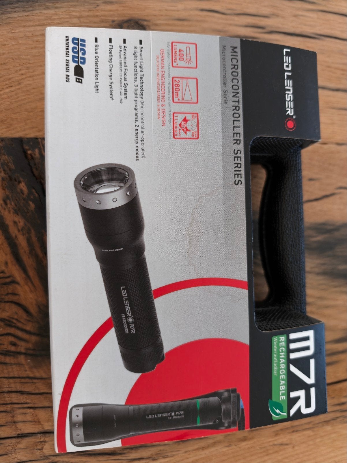 Ledlenser M7R zaklamp met oplaadstation en accessoires, Ophalen of Verzenden, Batterij