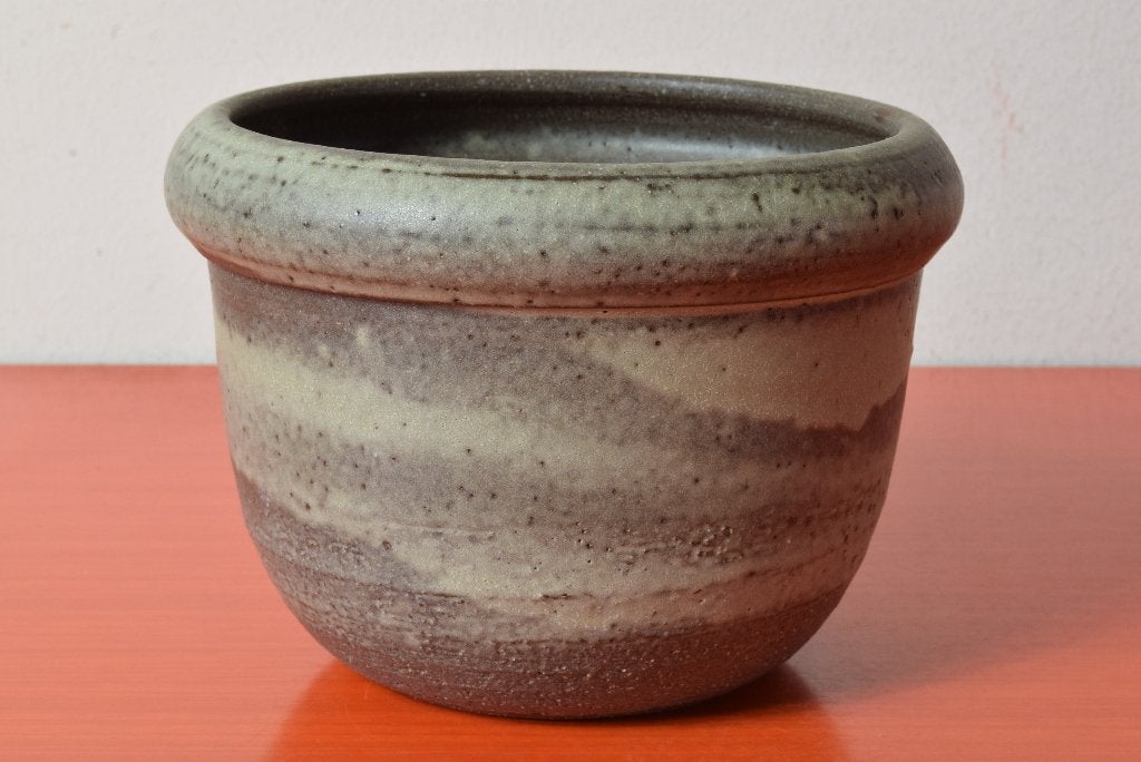 Retro vintage stoneware bloempot met lavaglazuur, Ophalen of Verzenden