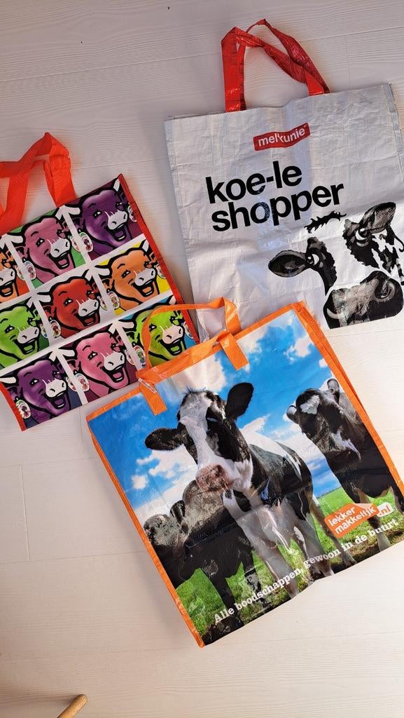 Set 3 x shopper | boodschappentas koe - koeien, Ophalen of Verzenden, Gebruiksvoorwerp