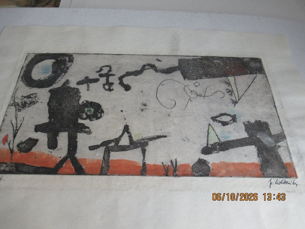 Pieter Holstein ets en aquarel, Mythologie, Ophalen of Verzenden, Gesigneerd, 28 cm