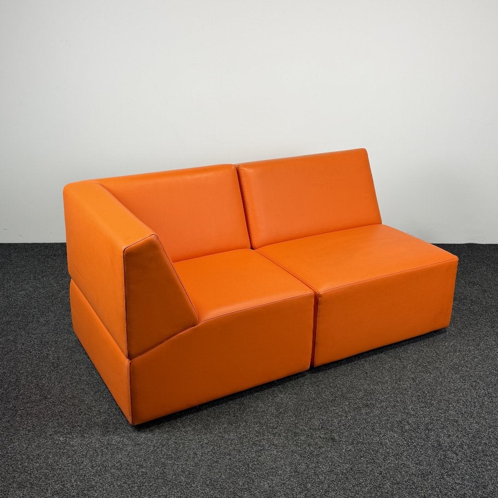 Ahrend Bank - Oranje Leer 26258, Ophalen, Gebruikt, Hoekbank, Tweepersoons