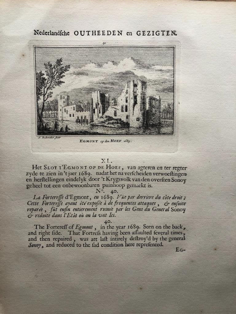 040 / Egmond op de Hoef Kopergravure 1725, Ophalen of Verzenden