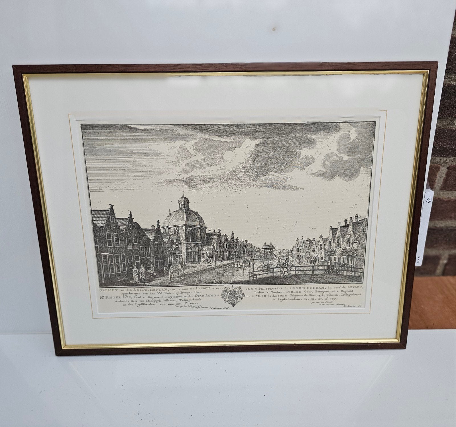 Historische gravure Leidschendam 1755 – ingelijst – 56 x 43,, Ophalen of Verzenden