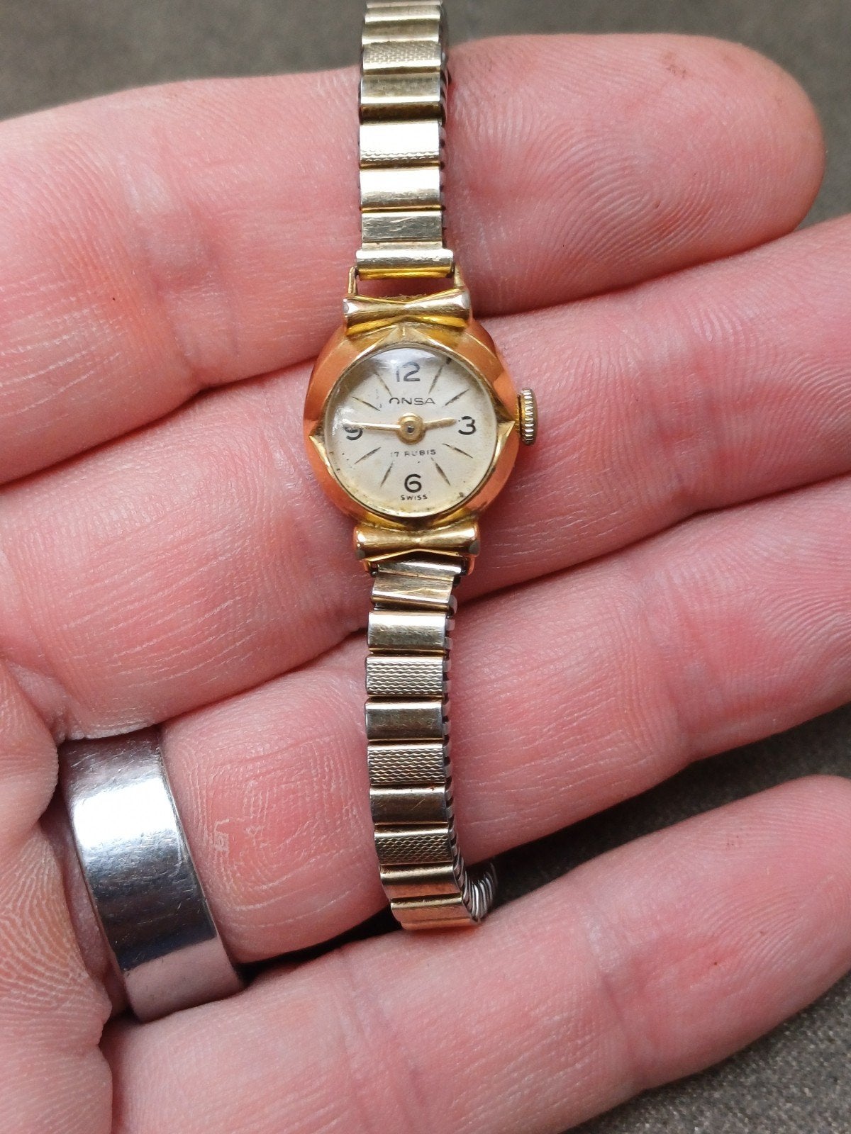 Vintage ONSA Cocktailhorloge 17 Rubis Swiss Made, Ophalen of Verzenden, Gebruikt, Polshorloge, Overige merken