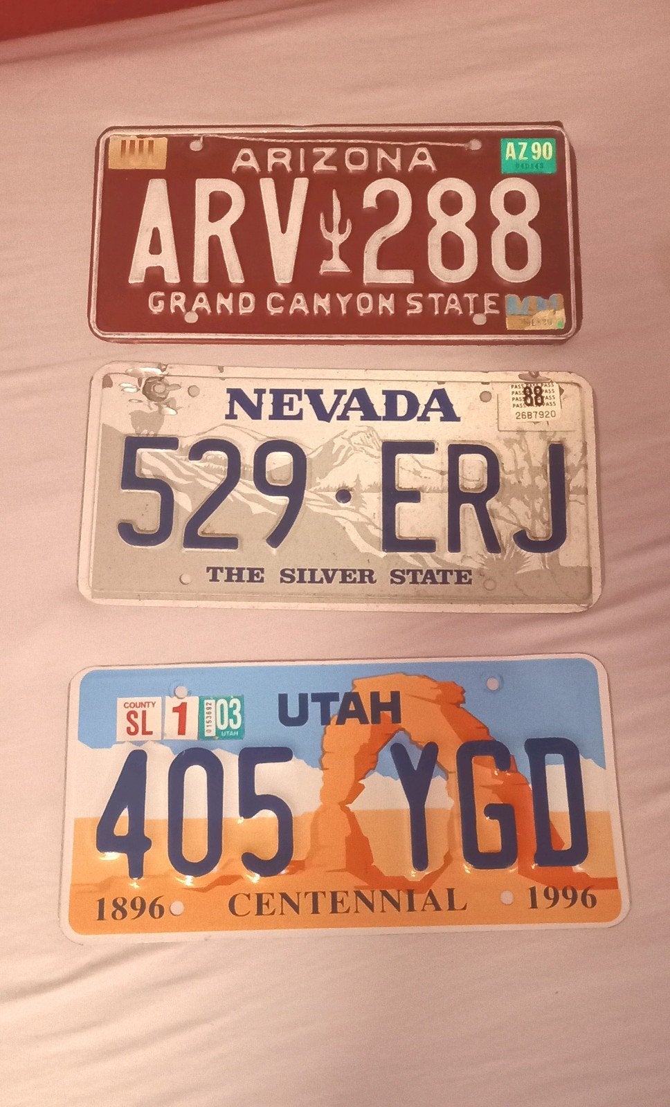 Nummerplaten Amerika Utah, Nevada, Arizona, Ophalen of Verzenden, Gebruikt, Auto's