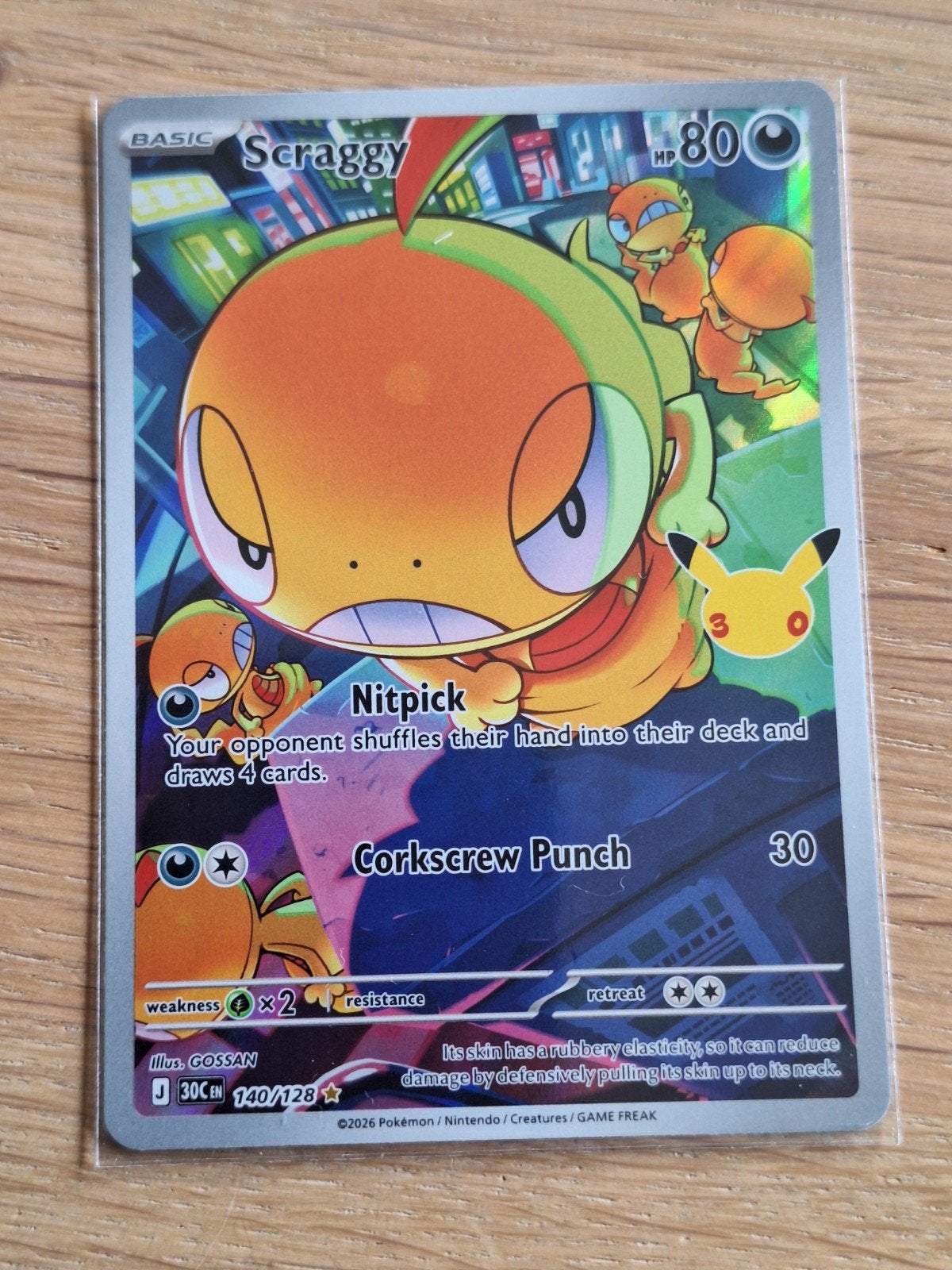 140 Scraggy van Pokémon 30th Celebrations, Ophalen of Verzenden, Zo goed als nieuw, Losse kaart