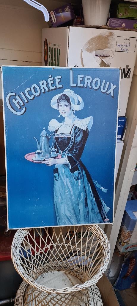 Kartonnen van Chicoree Leroux, Ophalen, Zo goed als nieuw, Reclamebord