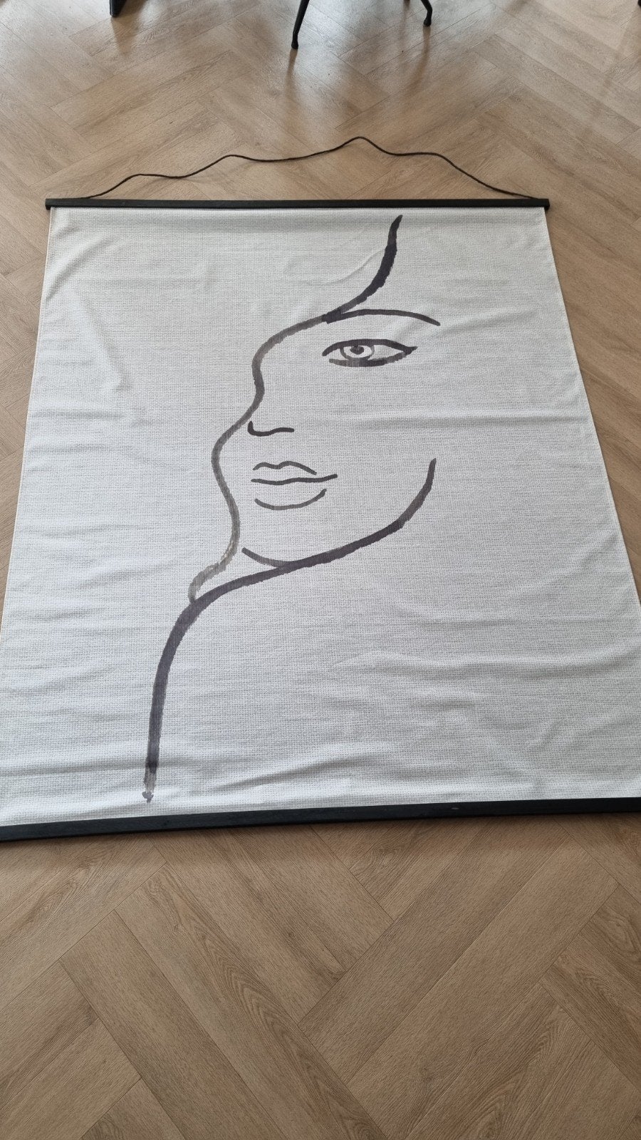 Wandkleed met gezicht140x170 cm, Ophalen, 140 cm, Zo goed als nieuw, Wit