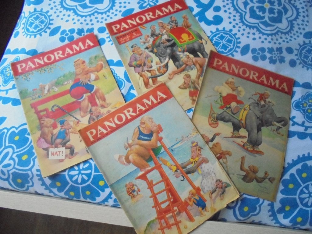4 oude PANORAMA's uit 1956 en 1957 met veel oude reclame, Boeken, Ophalen, Gelezen, Overige typen