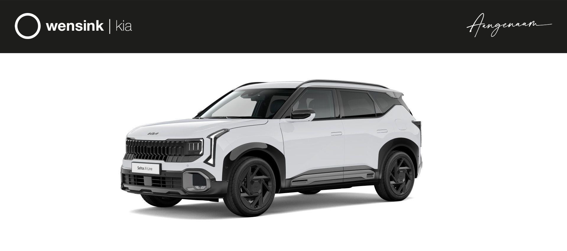 Kia Seltos 1.6 GDi DCT6 Hybrid X-line | Dodehoekcamera | LED, Auto's, Zwart, Seltos, 1465 kg, Wit
