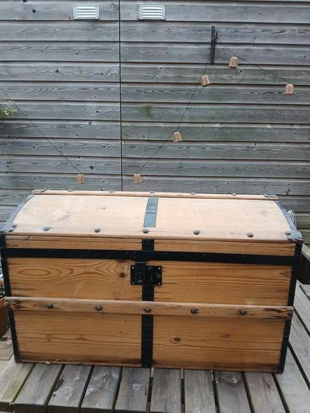 Dekenkist hout oud grenen L90xB52xH40cm(zijkant)H50(midden), Ophalen, Gebruikt, Hout