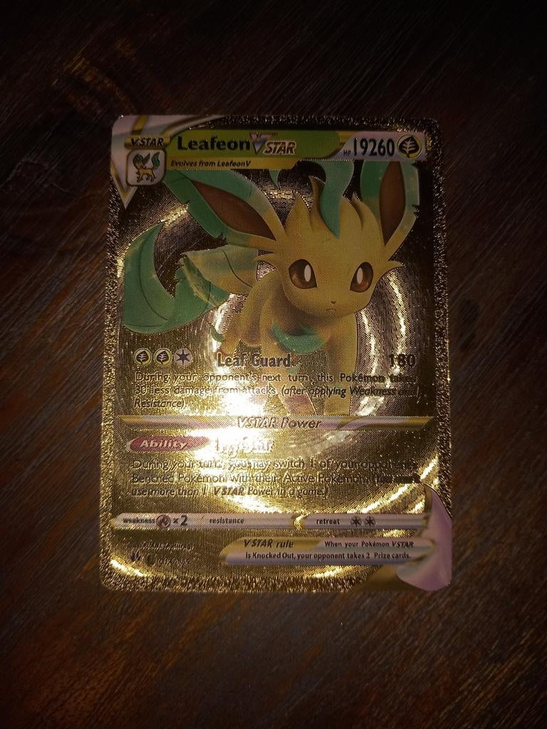 Pokémon kaart Leafeon VSTAR Goud, Ophalen of Verzenden, Zo goed als nieuw, Losse kaart, Foil