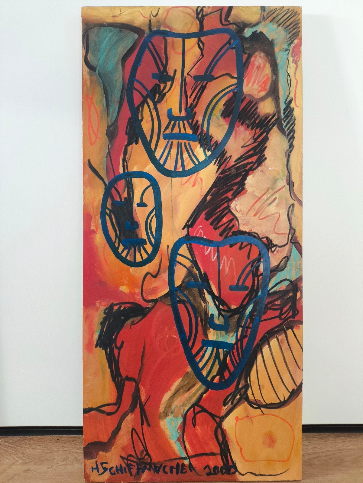 Uniek schilderij van tattoo koning Henk Schiffmacher, Ophalen
