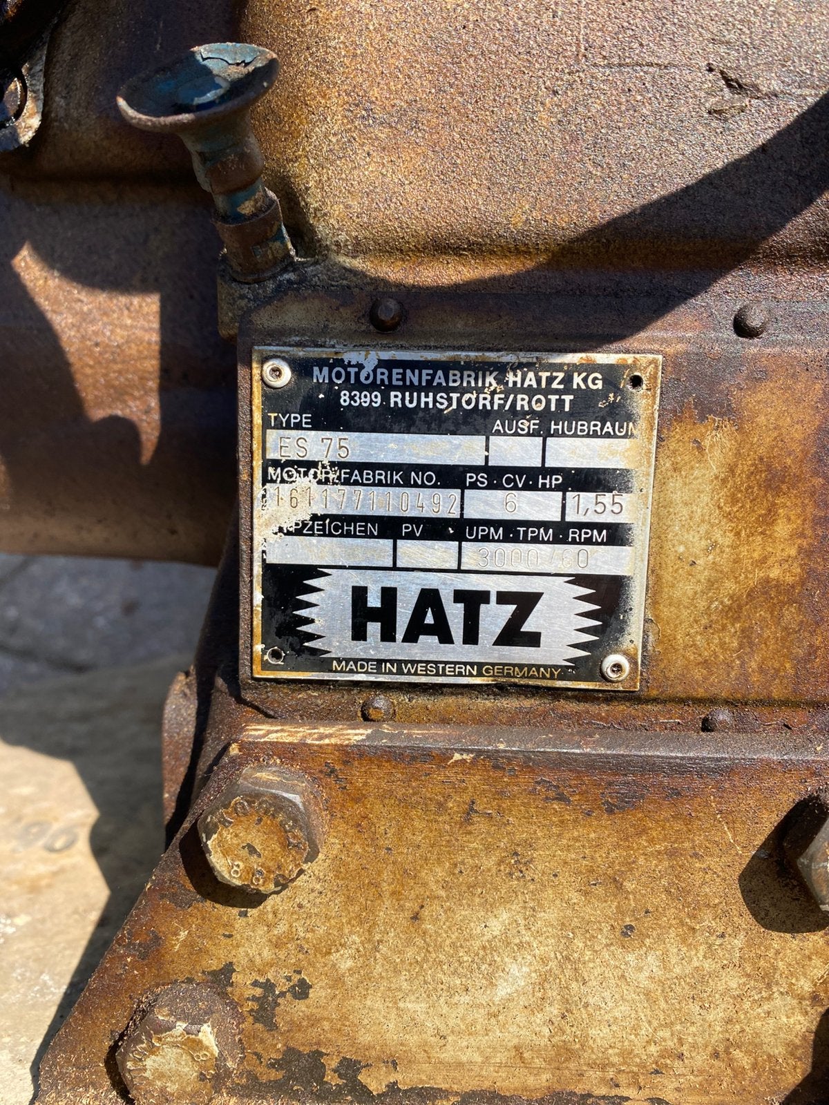 HATZ 1 cil diesel motor, Ophalen