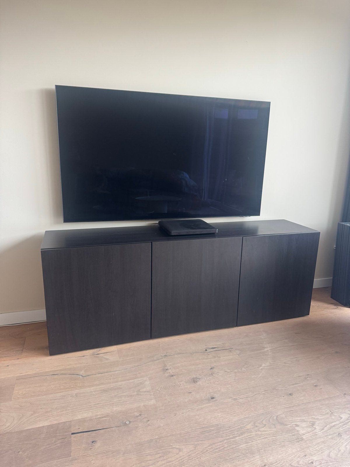 Besta tv meubel zwart 180cm breed, 65cm hoog, Ophalen, Gebruikt, 150 tot 200 cm, Minder dan 100 cm
