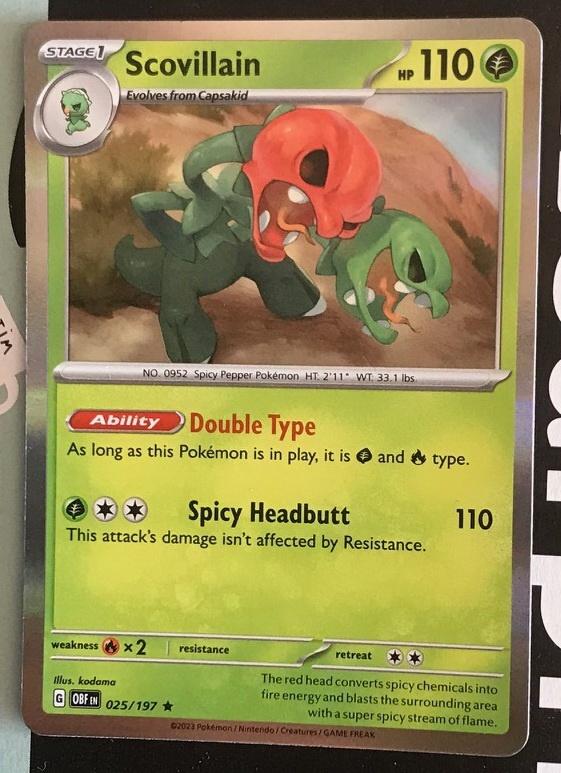 Pokemon - Scovillain (OBF 025) Holo rare.., Ophalen of Verzenden, Nieuw, Losse kaart, Foil