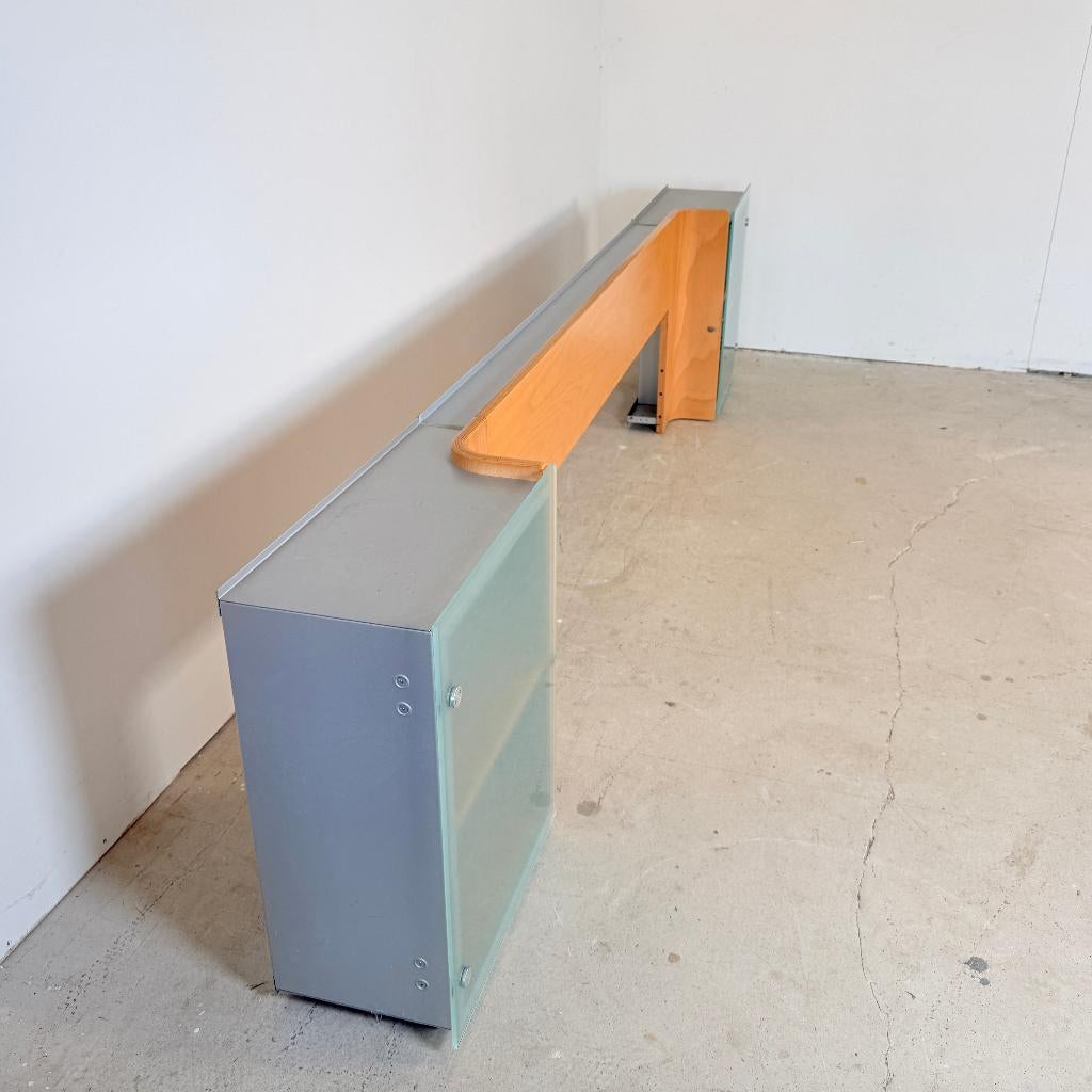 Auping Auronde achterwand/ hoofdbord met nachtkastjes, Ophalen, Gebruikt, Tweepersoons, 160 cm