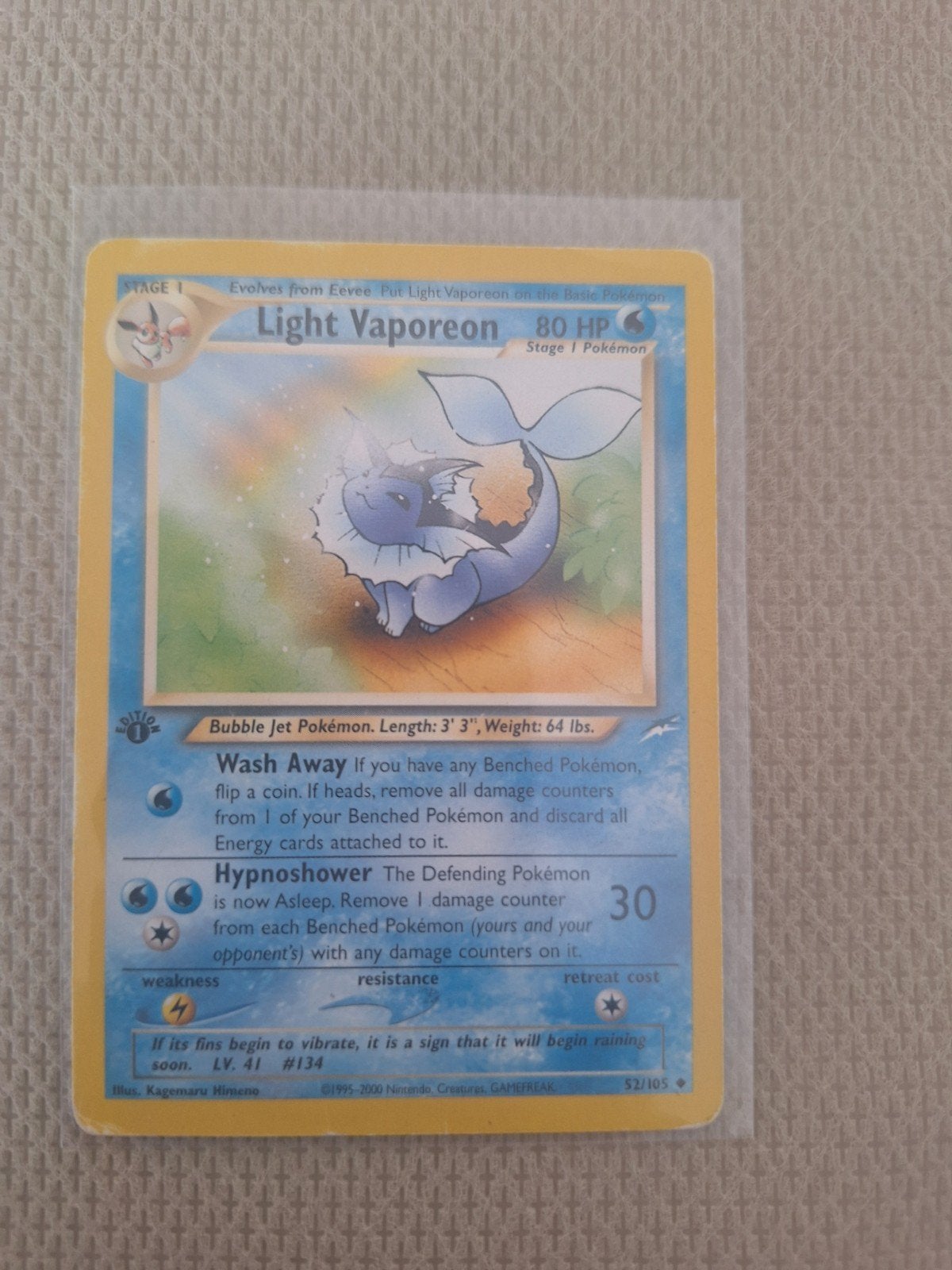 Light Vaporeon Neo Destiny 1st edition Pokemon Vintage, Ophalen of Verzenden