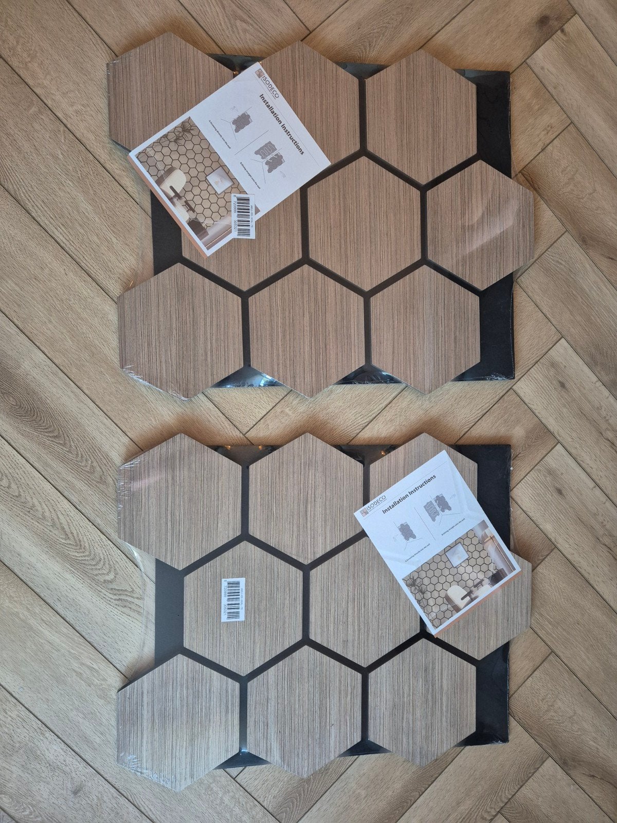 Akoestisch Paneel Hexagon Hout Donker Gerookt Bruin met Zwar, Ophalen, Nieuw
