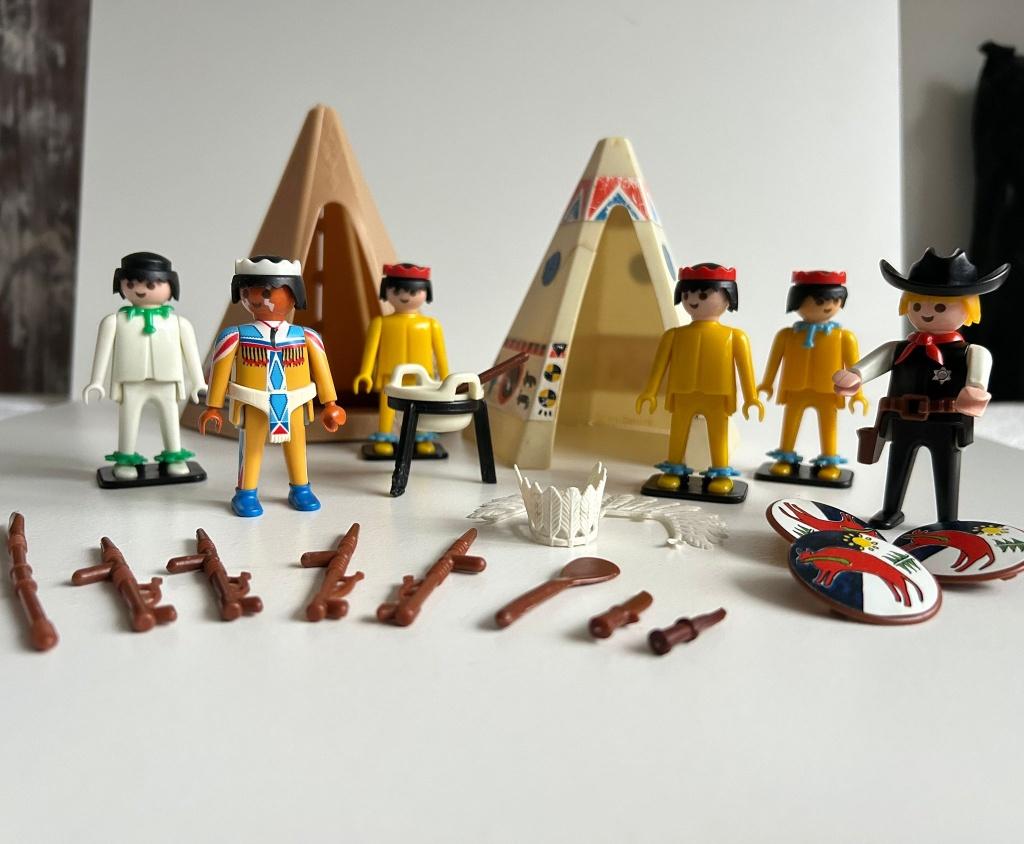 Vintage Playmobil indianen poppetjes en sheriff met diverse, Ophalen of Verzenden, Gebruikt, Los playmobil