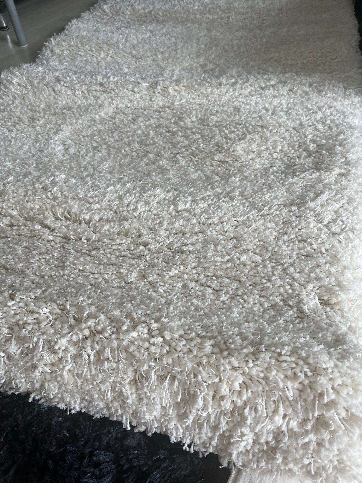 Nieuw wit hoogpolig vloerkleed, 100 tot 150 cm, Wit, Nieuw, Rechthoekig