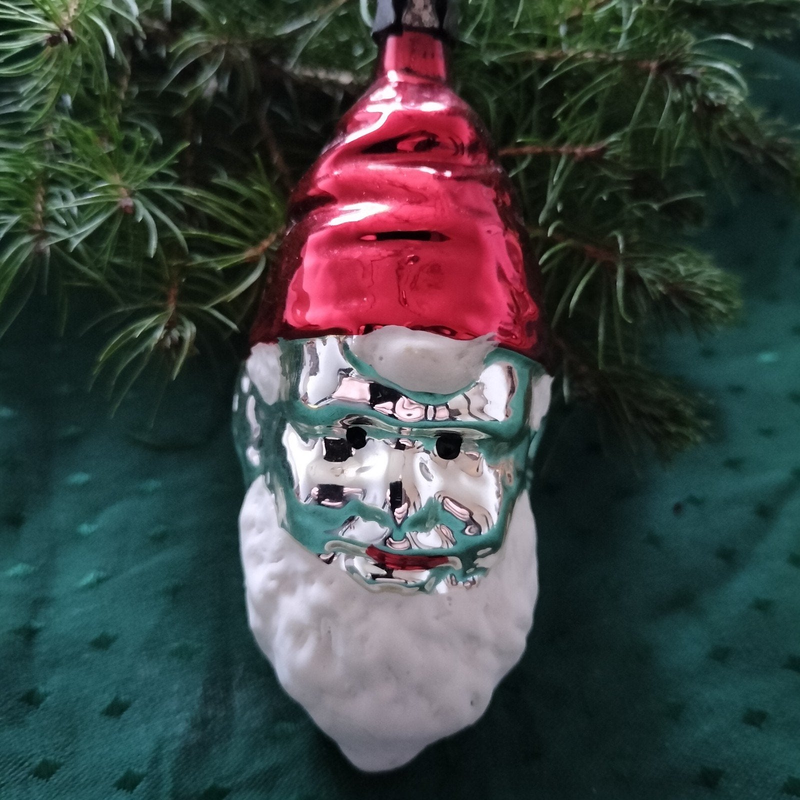 oude kerstbal kerstman hoofdje., Ophalen of Verzenden