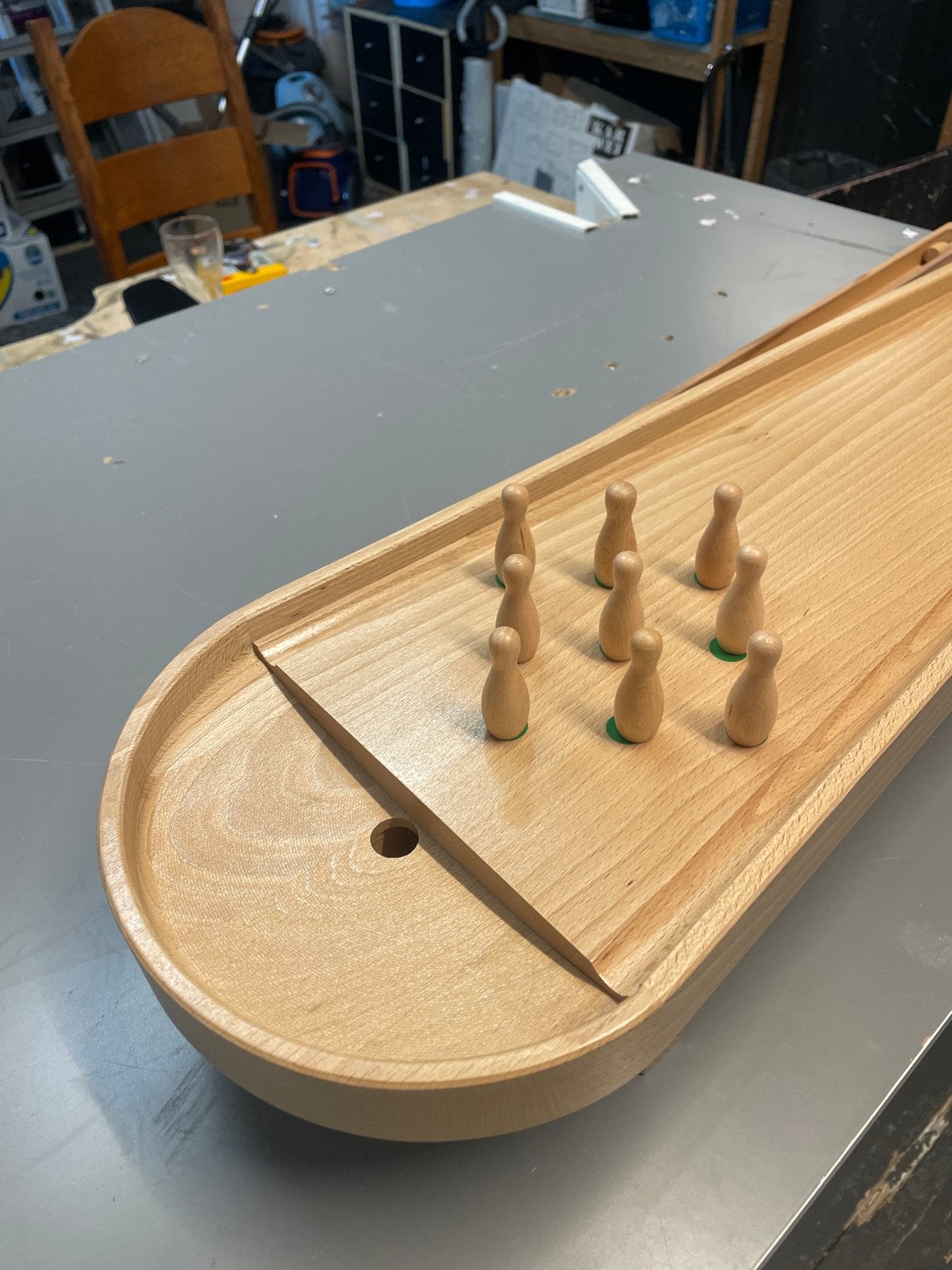 Tafel kegelspel - Houten mini bowlingbaan, Een of twee spelers, Ophalen, Zo goed als nieuw