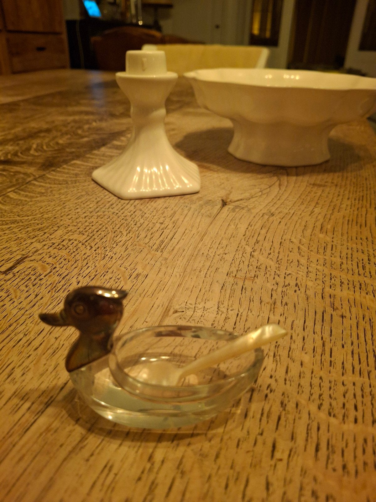 Zilver 835 Eend Zoutschaaltje met Lepel, Ophalen of Verzenden