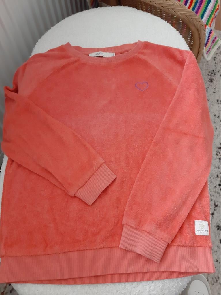 Sissy Boy badstof trui oranje abrikooskleur maat 128, Gebruikt, Sissy Boy, Meisje, Trui of Vest