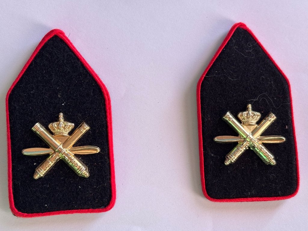 kraag emblemen Korps Luchtdoelartillerie, Verzamelen, Verzenden, Landmacht, Nederland, Kleding of Schoenen