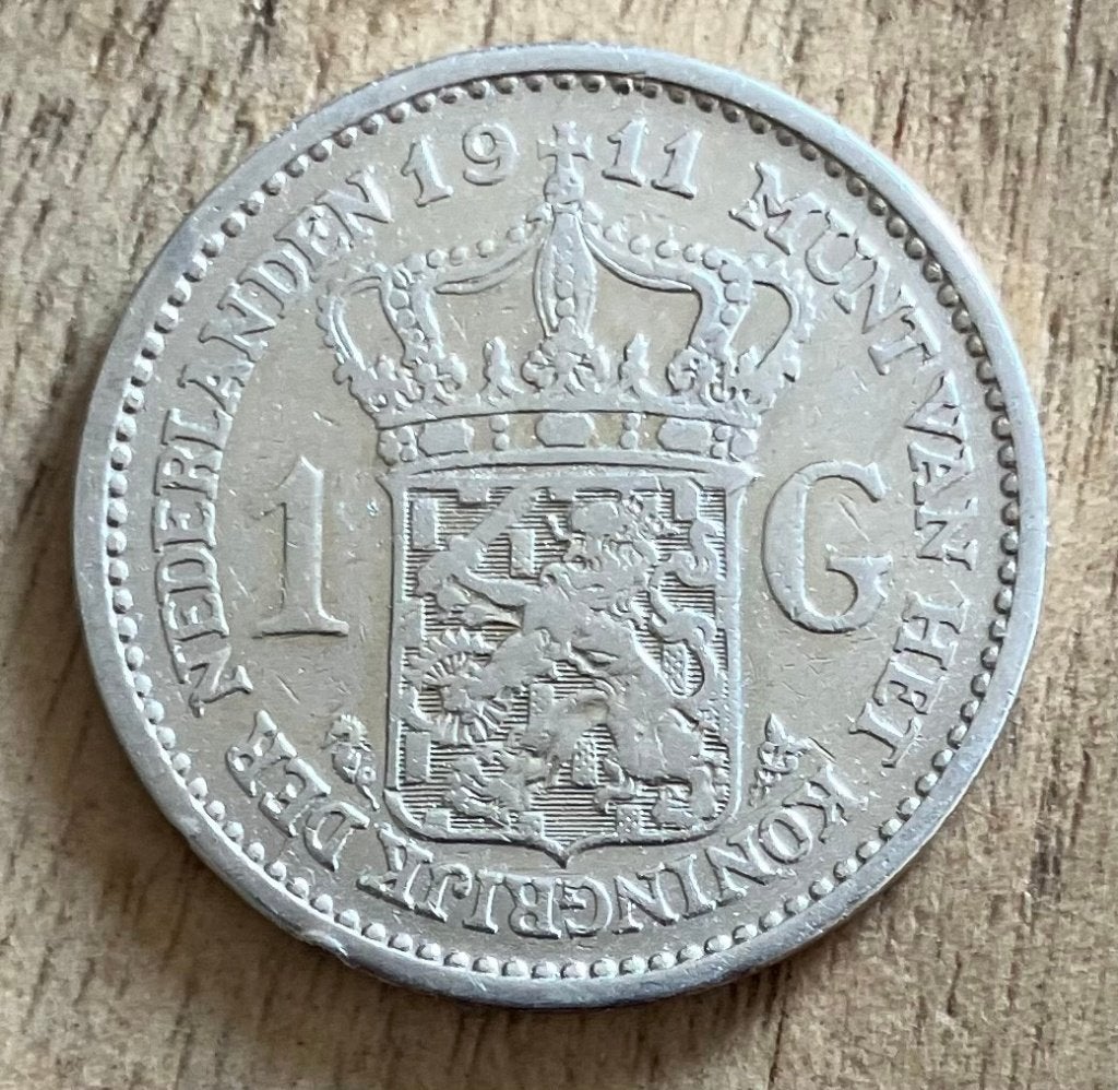 1 gulden 1911 Wilhelmina, Ophalen, 1 gulden, Zilver, Koningin Wilhelmina