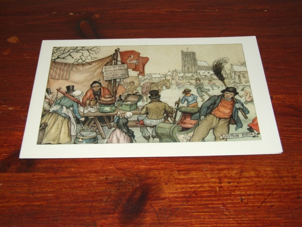 Anton Pieck kaart - Wintertafereel met schaatsers, 1960 tot 1980, Gebruikt, Verzenden, Prent