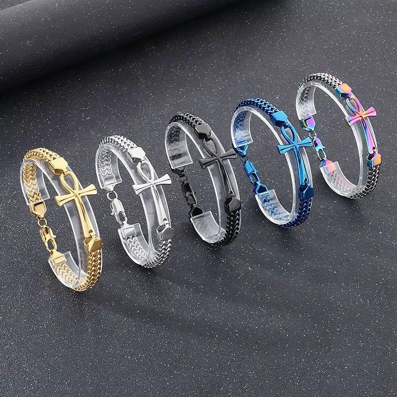 Egyptische Ankh Armband, Verzenden, Nieuw, Overige kleuren, Staal