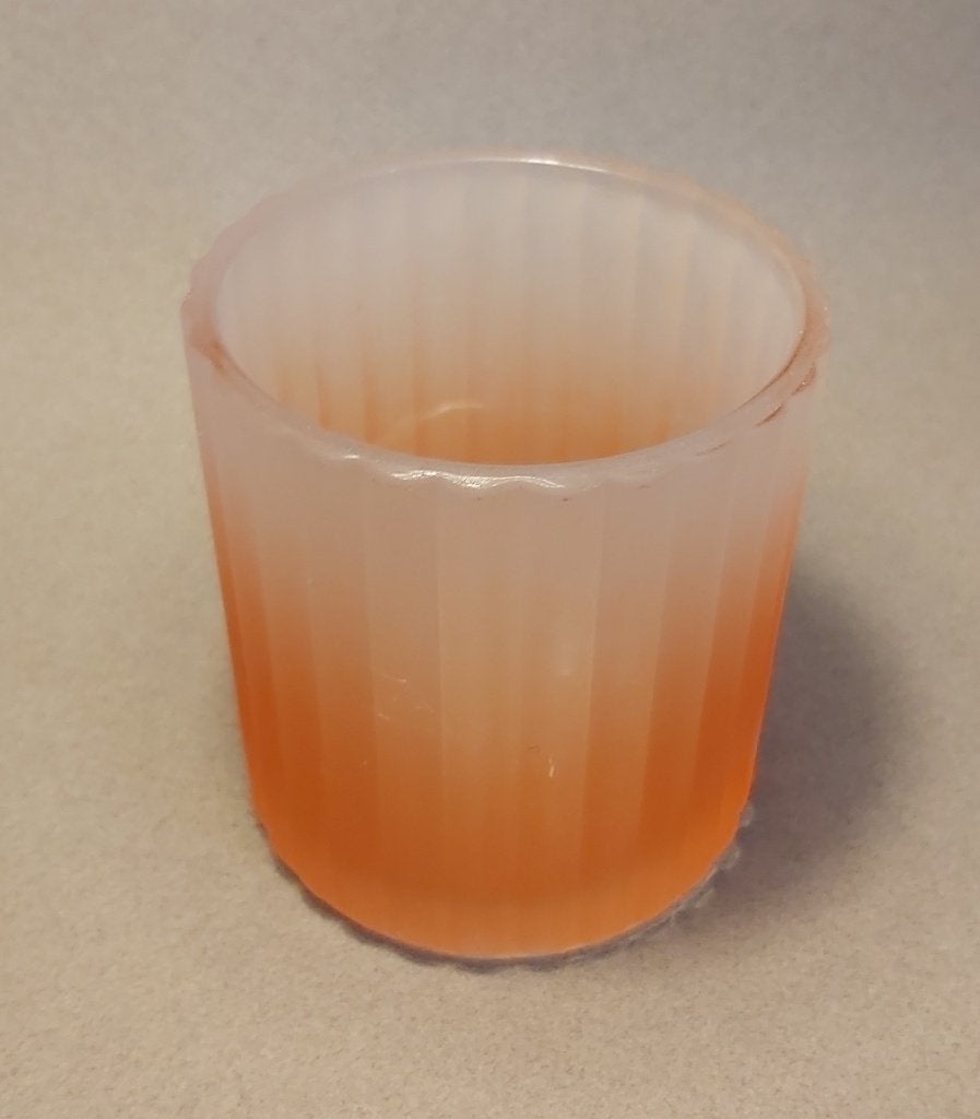 Windlicht of vaasje lichtroze geribbeld, Nieuw, Ophalen of Verzenden, Glas, 8 cm