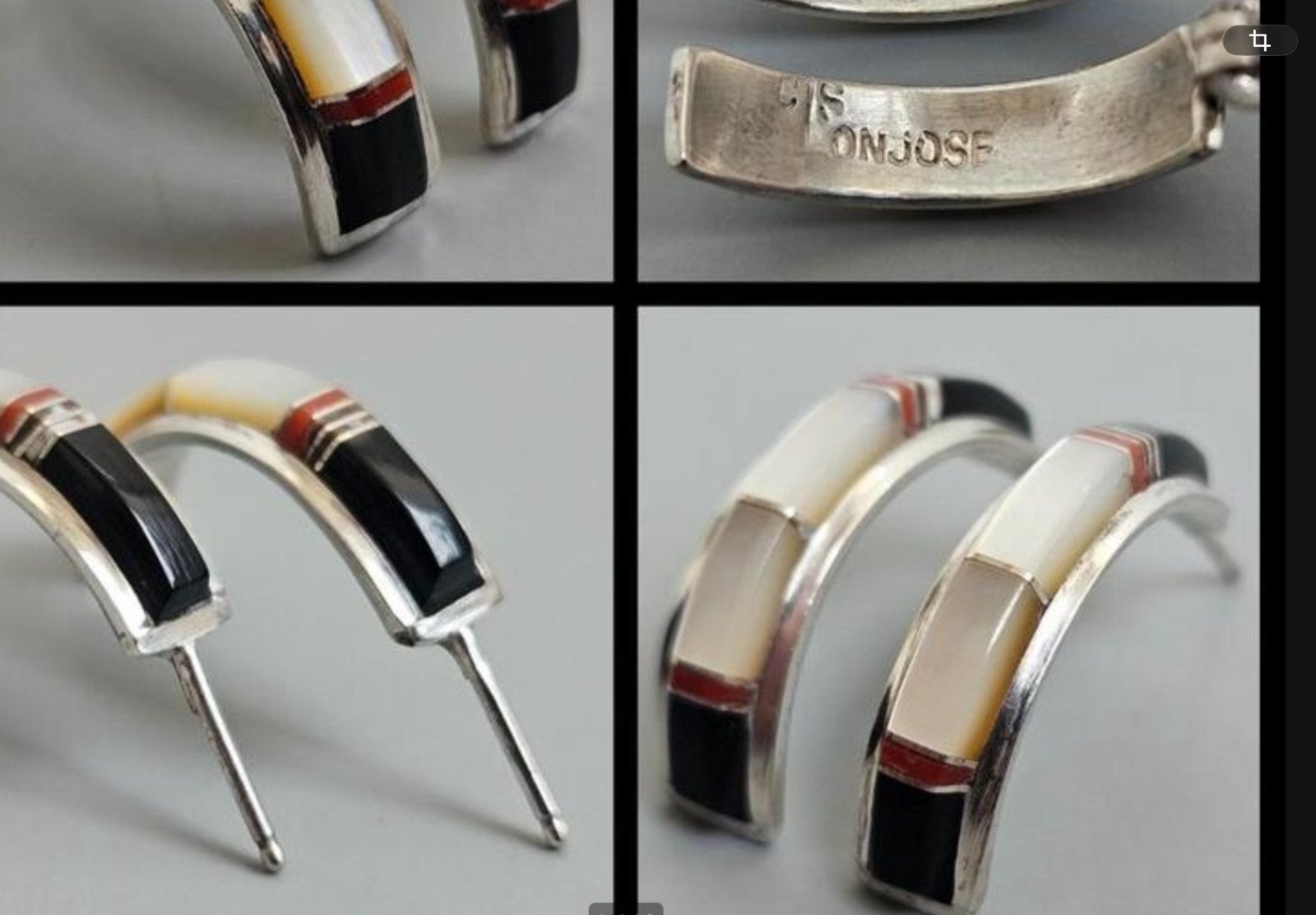 Chester & Cheraldine Longjose  vintage zilver oorbellen 925, Verzenden, Zo goed als nieuw, Met edelsteen, Knopjes of Stekers
