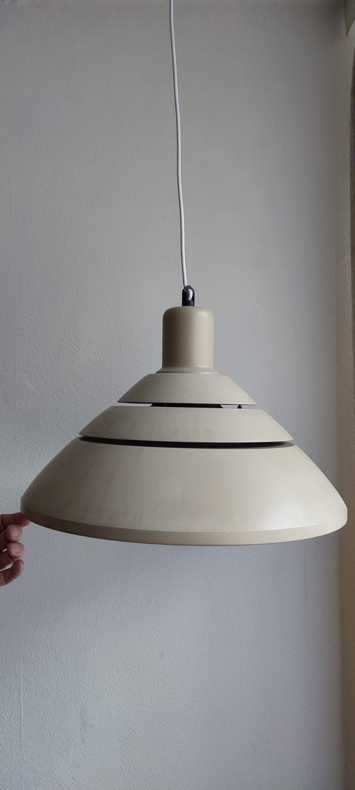 Vintage Deense hanglamp, beige, jaren '70, Ophalen of Verzenden