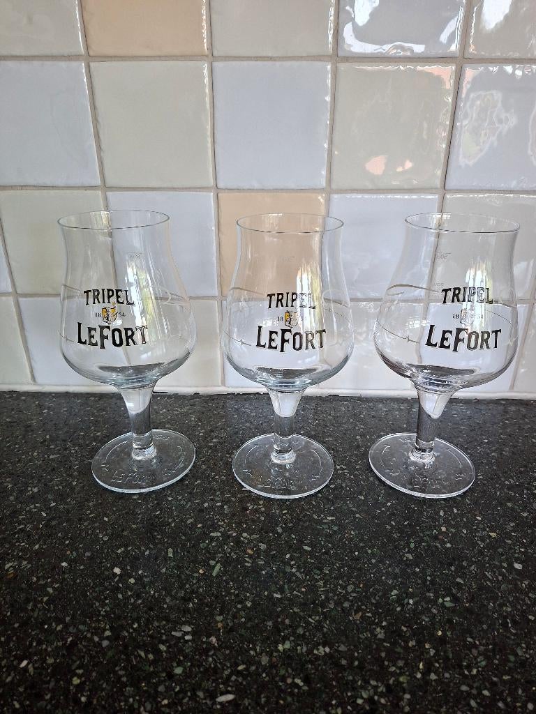 Tripel Lefort bierglazen - 3 stuks, Ophalen of Verzenden, Nieuw, Bierglas