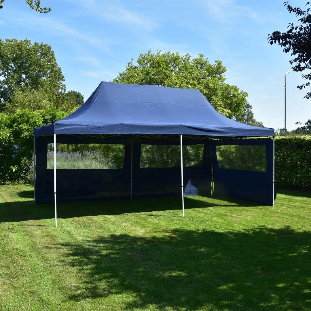Partytent Easy Up 6x3 meter - Blauw, Ophalen, Minder dan 5 meter, Opvouwbaar
