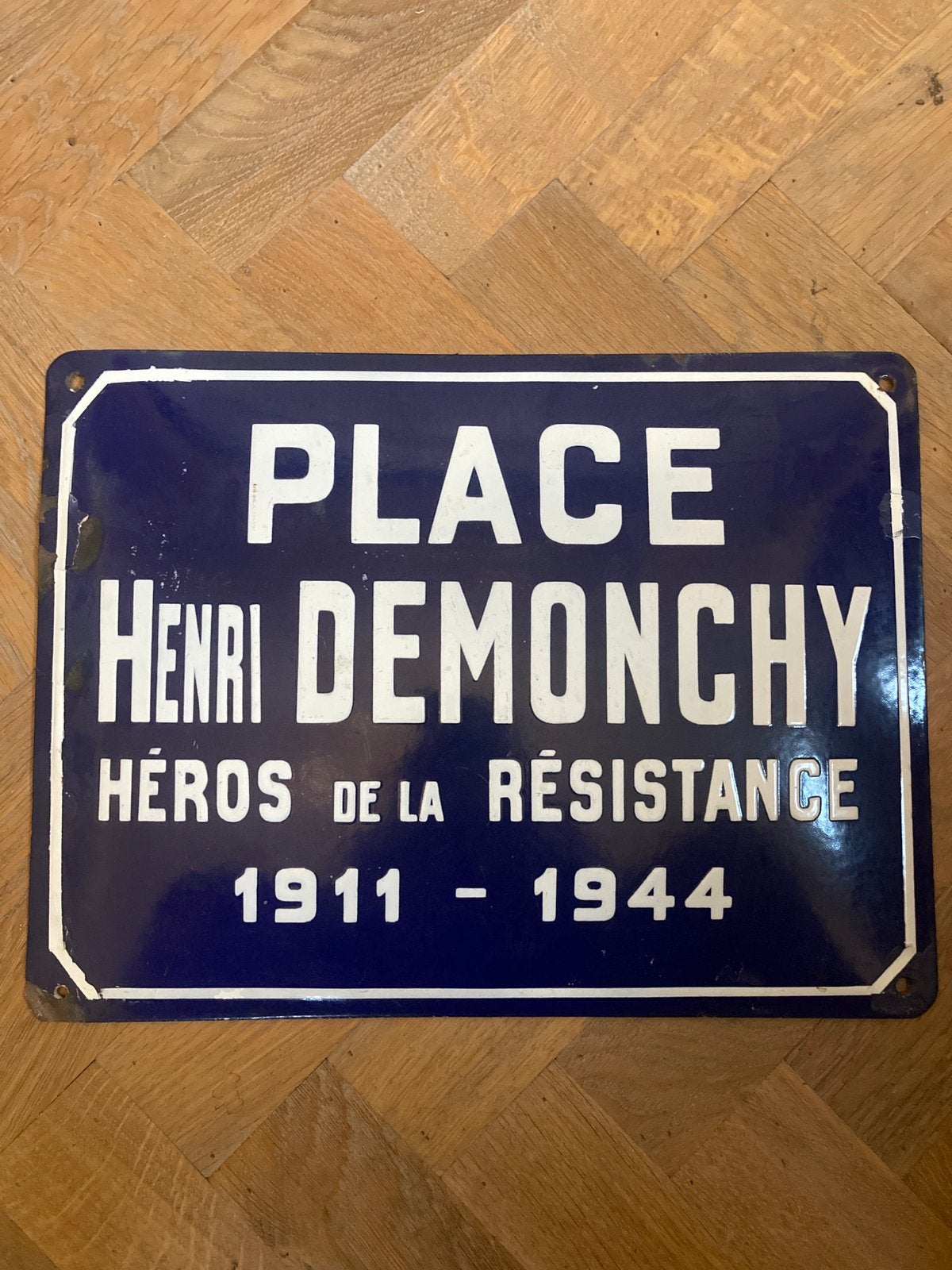 Frans brocante oud emaille straatnaambord Henri De Monchy, Ophalen of Verzenden